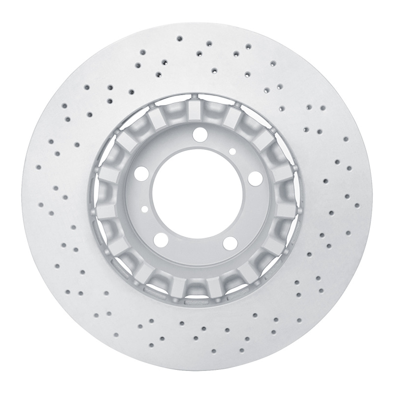 Porsche 911 Brake Rotor (1) - Right Front - R1 Concepts - Drilled Carbon Alloy GeoMET - `17-`23